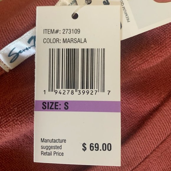 NWT SEVEN7 DOLMAN POCKET TIE FRONT THUMB-HOLSTER SWEATSHIRT MARSALA SMALL - Picture 10 of 11